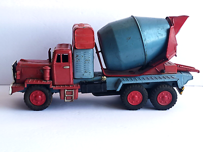 #ad Vintage Tin Friction Rotating Cement Mixer Toy Truck Japan 1950s $75.00