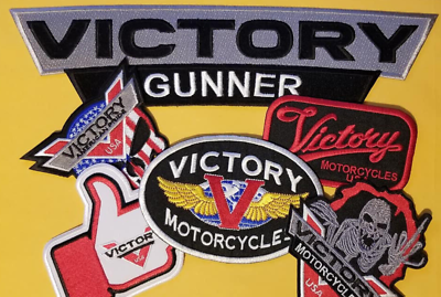 #ad Victory Gunner Motorcycle 6 pc Embroidered Patch approx 3x11.5quot; back $44.99