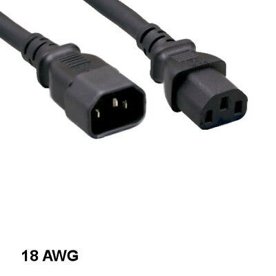 #ad KNTK 6#x27; AC Power Cable IEC60320 C13 to C14 18AWG 10A SVT UL for PDU PC UPS $8.26