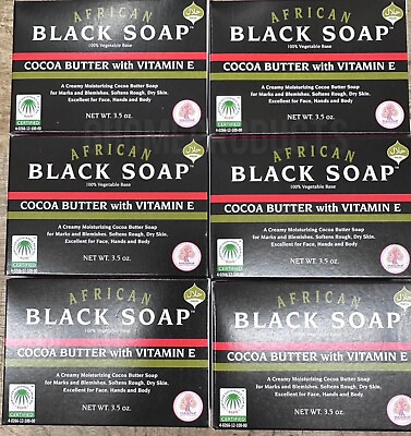 #ad African Black Soap Cocoa Butter with Vitamin E 6x3.5 oz Free shipping $24.99