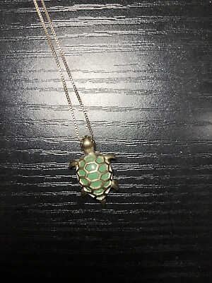 #ad turtle pendant necklace turquoise colored turtle stainless steel $20.00