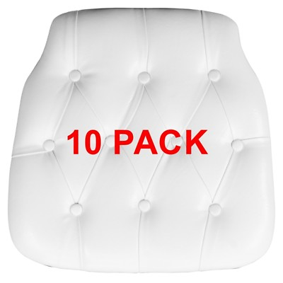 #ad 10 PACK Hard White Tufted Vinyl Chiavari Chair Seat Cushion for Resin Chair $298.95