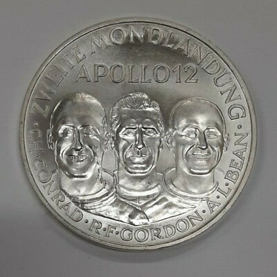 #ad America in Space: Apollo 12 .999 Silver 1969 Moon Landing Mission Medal $164.92