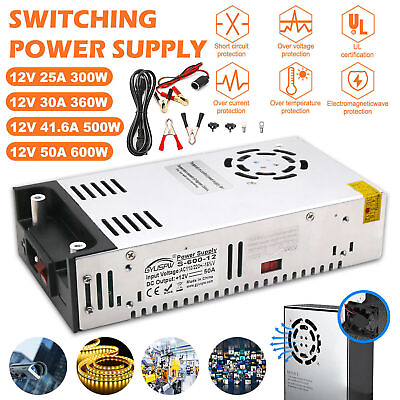 #ad AC 110V 220V TO DC 12V 25A to 50A Switching Power Supply Adapter for LED Strip $58.95