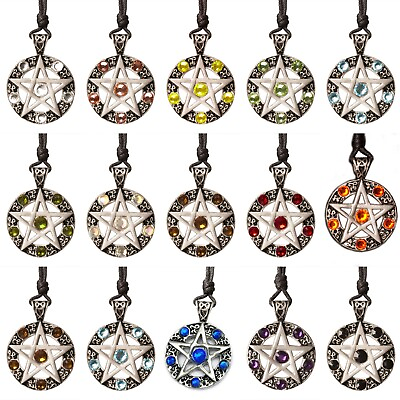 #ad Colorful Pentagram Silver Pewter Necklace Pendant Jewelry $9.99