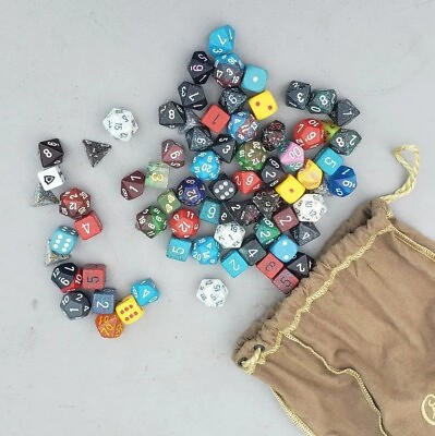 #ad Chessex Mixed Speckled Dice Lot Over 70 OOP Glitter Glow In The Dark OG $132.00