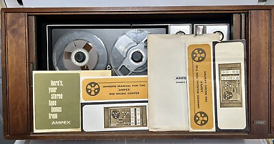 #ad Ampex 985 Reel to Reel Tape Deck and Tuner Walnut Owners Manual Powers On $349.99