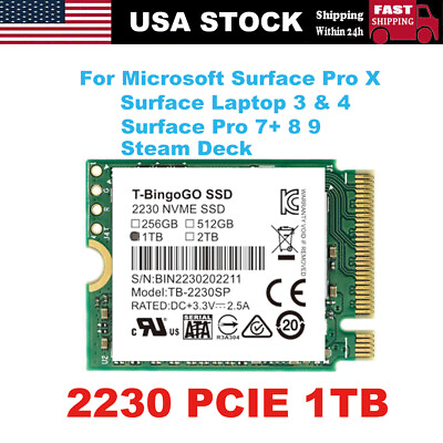 NEW M.2 2230 SSD 1TB NVMe PCIe For Microsoft Surface Pro X Pro 7 8 Steam Deck $71.99