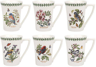 #ad Portmeirion Botanic Garden Birds 10 oz. Mandarin Mug Set of 6 Assorted Motifs $129.99