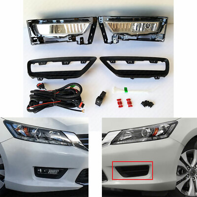 #ad Fog Lights Kit Set For 2013 2015 Honda Accord Sedan w Wire Switch Bulbs Bezel $69.96