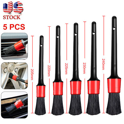 #ad 5Pcs Set Car Auto Detailing Brushes Interior For Cleaning Wheels Engine Air Vent $4.29