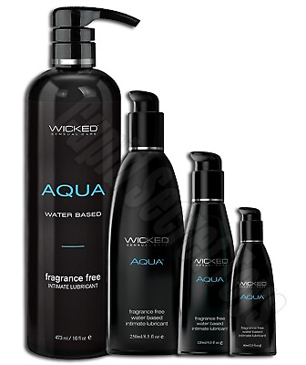 #ad Wicked Aqua Water Based Fragrance Free Lubricant Glide Sex Lube Long Lasting Gel $10.49