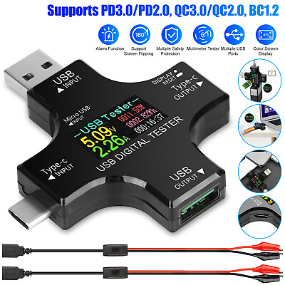 #ad USB Type C Meter Tester Digital Multimeter Current Voltage Power Detector Cable $19.98