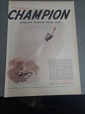 #ad Champion Spark Plug Vintage Print Ad 1947 10x14 $7.99
