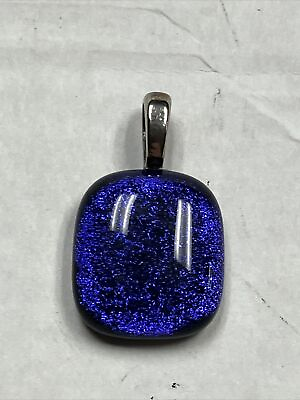 #ad Handmade Fused Dichroic Glass Necklace Pendant Only PURPLE Shimmer $8.99