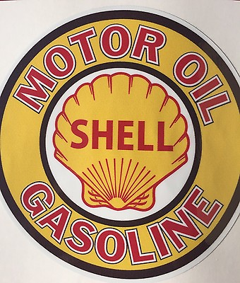 #ad ROUND SHELL OIL GASOLINE SUPER HIGH GLOSS OUTDOOR 4 INCH DECAL STICKER $2.99