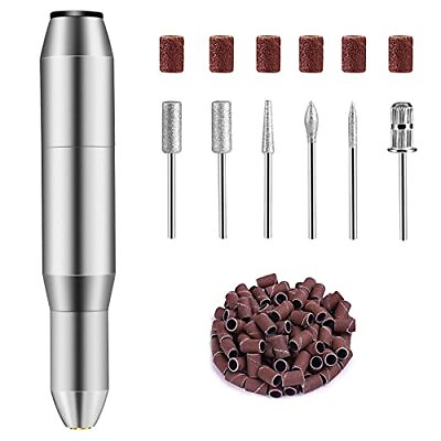 #ad Nail Drill SetElectric Portable Nail File Drills Kit with 6 Heads amp; 6 Sandin... $14.66