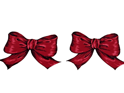 #ad Medium Iron On A Pair Red Bow Christmas Ribbons Multi Color Patch 3quot; x 3quot; New $9.99