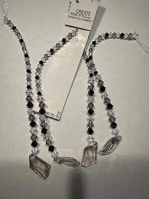 #ad Swarovski Crystal Black Clear Asymmetrical Strands 124 CRYSTALS $45.00