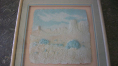 #ad SOUTHWEST MESA SCENE PAPER MACHE PAINTING ON CANVAS by JESS FRAMED amp; MATTED $200.00