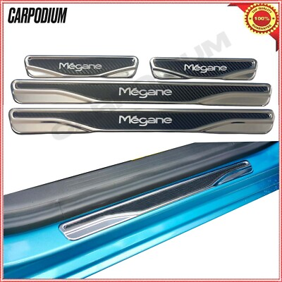 #ad Chrome amp; Carbon Renault Megane Door Sill Scratch Guard Stainless Steel $34.50