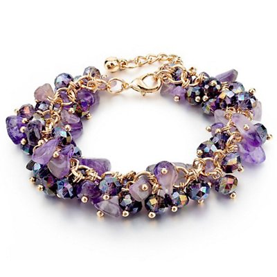 #ad Amethyst Natural Stones Bunch Crystal Bracelet Bangle Women Party Jewelry Gift $4.00