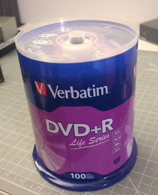 #ad 100 VERBATIM 16X DVDR Life Series Logo 4.7GB Media Disc Spindle 97175 SEALED $22.50
