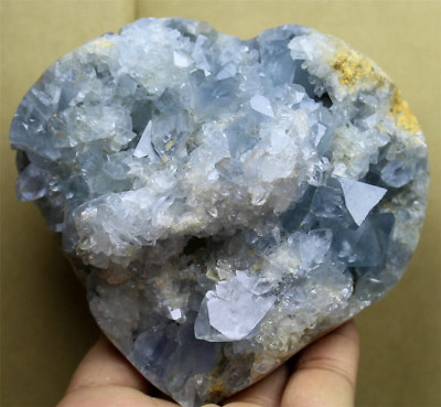 #ad 1.97lb Natural Gorgeous Sky Blue Celestite Heart Geode Rough Crystal Mineral $32.79