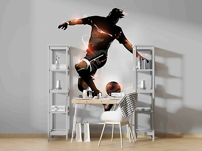 #ad 3D Soccer Player Show Flash Self adhesive Removable Wallpaper Murals Wall 536 AU $124.00