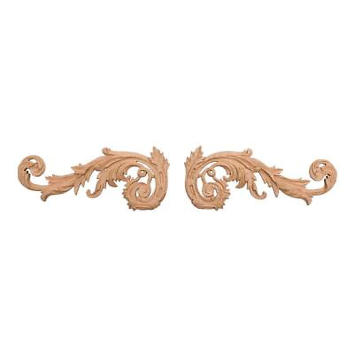 #ad American Pro Decor Applique 5.25quot;X12quot; Cherry Wood Onlay Acanthus Wood Scroll $102.17