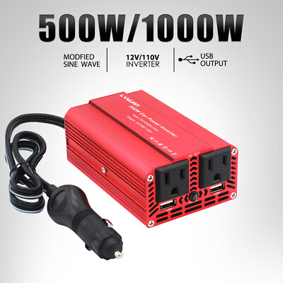 #ad 500W Car Power Inverter DC 12V To AC 110V 120v adapter Converter 2 usb 2 AC $25.99