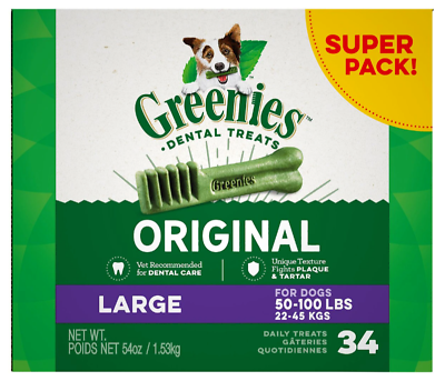 #ad Greenies Large Dental Dog Treats 54oz 34 count $34.84
