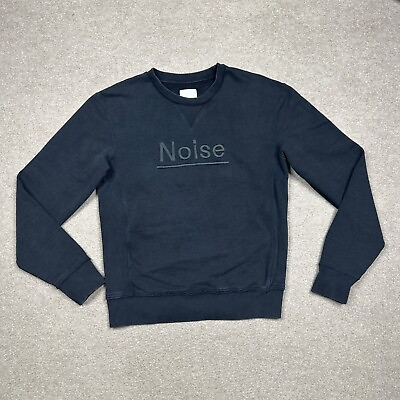 #ad Wood Wood x Champion Sweatshirt Mens Size S Black Pullover Crew Neck Noise Logo $49.95