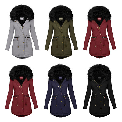 #ad Women Hooded Long Coat Overcoat Winter Warm Parka Jacket Outwear Winter Outdoor $35.60