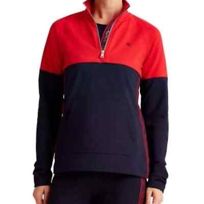 #ad Lauren Ralph Black Label Womens Sz M Navy Red 1 2 Zip Pullover Jacket NWOT $39.95