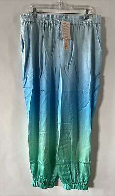 #ad Badgley Mischka Women’s Ombre 100% Silk Jogger Lounge Pajama Pants Size XL $35.00