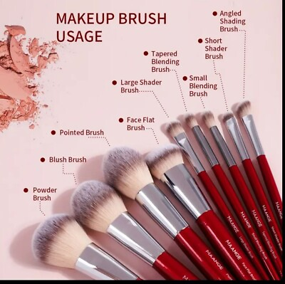 #ad 9 Pcs Makeup Brushes Cosmetic Eyebrow Blush Foundation Powder Kit Set PRO Beauty $13.99