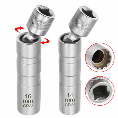 #ad 14amp;16mm Thin Wall Magnetic Swivel Spark Plug Removal Socket 3 8quot; Drive 12 Point $11.99