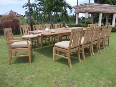 #ad DSOS A Grade Teak Wood 13pc Dining 117quot; Rectangle Table 12 Chair Outdoor Set $4454.99