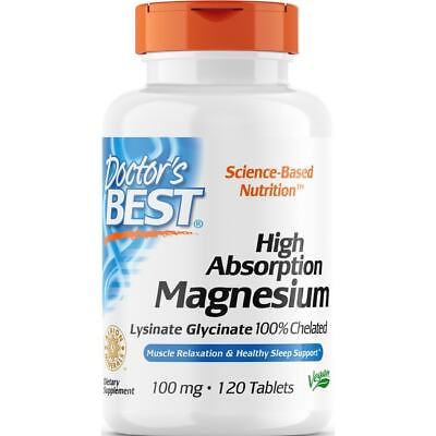 #ad Doctor#x27;s Best High Absorption Magnesium 100% Chelated 100 mg 120 Tabs $15.24