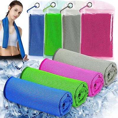 #ad 4 Pack Cooling Towel 40quot;x12quot; Ice TowelSoft Breathable Chilly TowelMicrof... $15.69