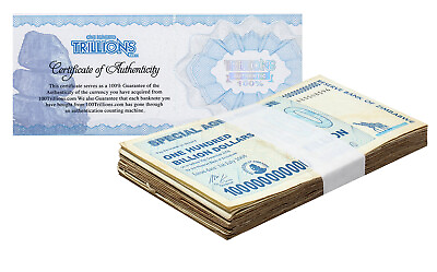 #ad Zimbabwe 100 Billion Special Agro Cheque 2008 20 Banknotes P 64 USED COA $109.99