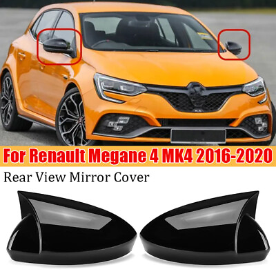 #ad For Renault Megane 4 MK4 2016 2020 Black Rear View Side Door Mirror Cover Trims $28.98