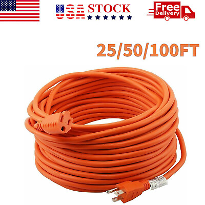 #ad New Outdoor Extension Cord 16 3 Heavy Duty Power Cord 3 Wire STJW 6 100ft USA $9.99