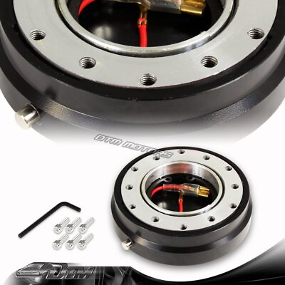 #ad 1quot; Black 6 Hole Steering Wheel Short Quick Release Hub Adapter Kit Universal $18.88