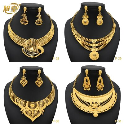 #ad Luxury Plated Jewelry Set For Women Wedding Necklace And Earrings Set Choker $37.79