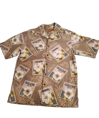 #ad Caribbean Pineapple Hawaiian Shirt Silk Short Sleeve Men#x27;s Button Down Small $19.95