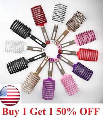 #ad Hair Scalp Massage Comb Nylon Wet Curly Detangle Women Hair Brush fast shipping $7.95