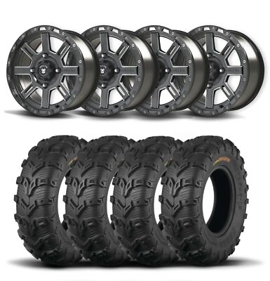#ad Set of 4 Bullite Lancer Wheels 14quot; Black Kenda K592 Bearclaw EVO Tires 26x9 14 $1124.05