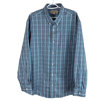 #ad Duluth Trading Magna Ready Shirt Mens XL Blue Plaid L S Cotton Button Down $34.00